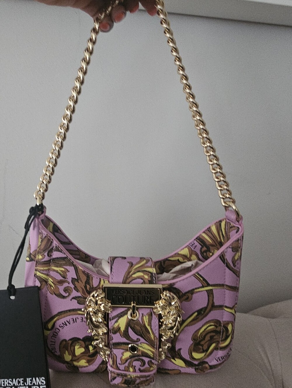 Versace Jeans Collection Pink Baroque Chain-Handle Shoulder Bag